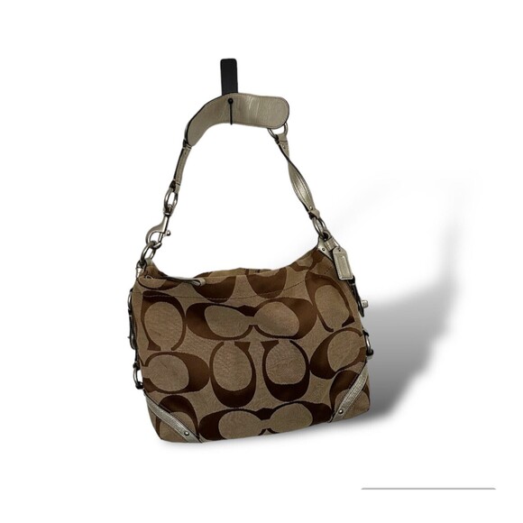 Coach Handbags - COACH Signature Monogram Bag Style 11648 Carly Shoulder Handbag Tan Preowned